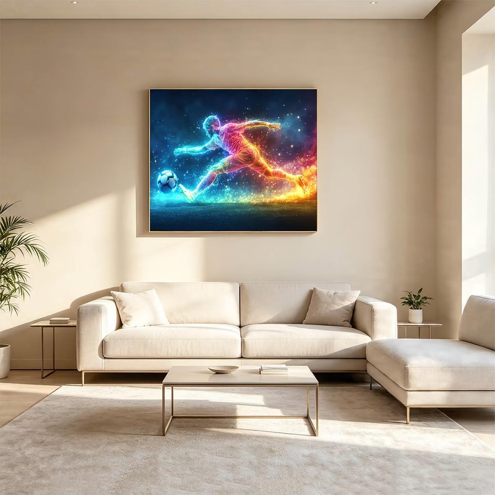 Malen Nach Zahlen Erwachsene FußBall Leinwand zum Bemalen 70x95cm ZSHS1700 | Diy Set Erwachsene mit Acrylfarben Set Pinselset Farbenfrohe Leinwand Fantasie für Deko Wohnzimmer Geschenke für Frauen