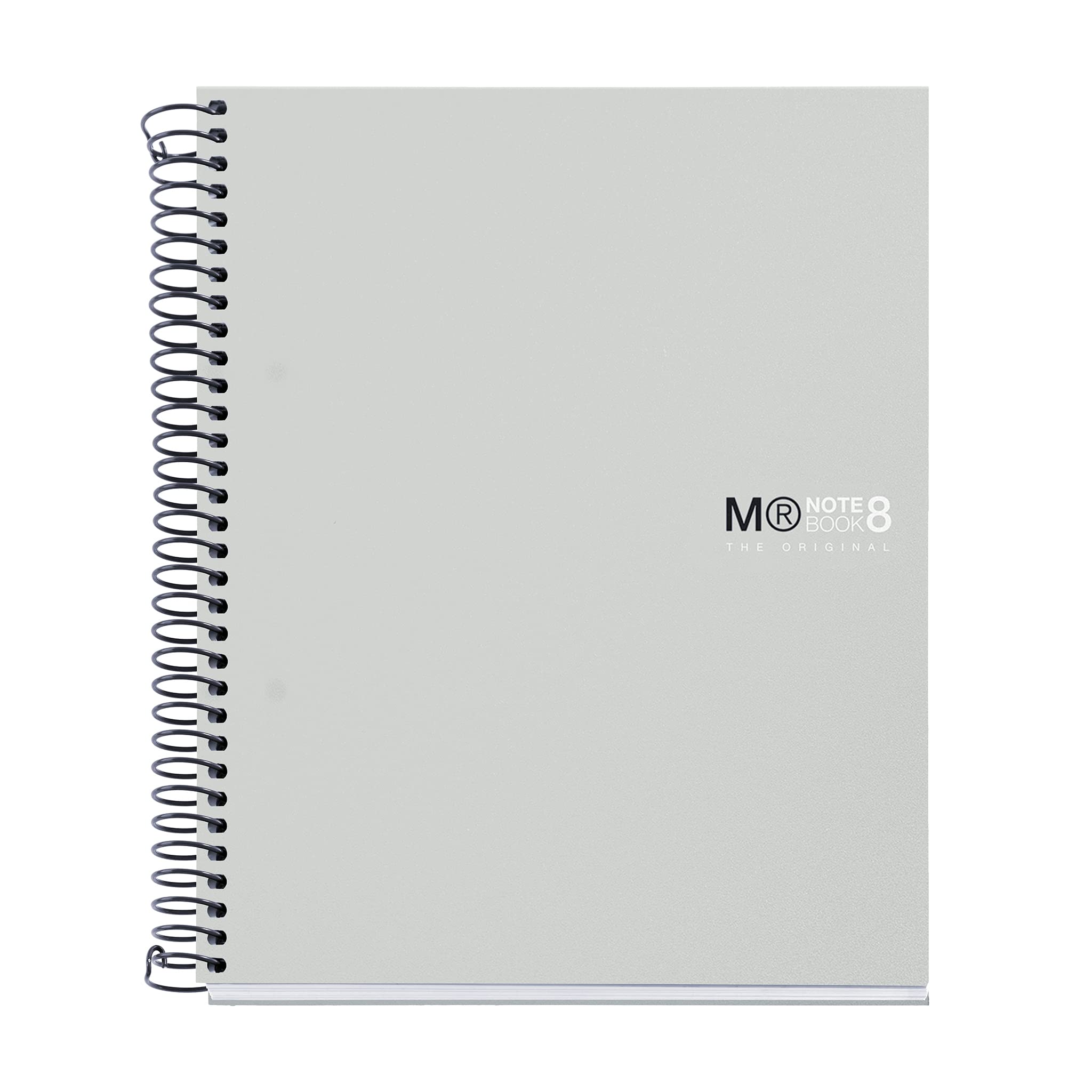 Miquelrius - The Original Notebook Notebook, 8 Coloured Stripes, Opaque Polypropylene Cover, A5 Size (148 x 210 mm), 2 Drills, 200 Sheets of 70 g/m², 5 mm Grid, Grey