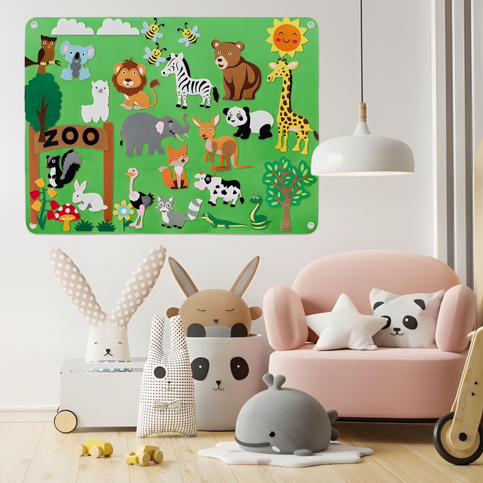 Zoo Animals Felt Story Board Set, 39 Pcs Fel t Animals Toys, Preschool Toy Gifts, Educational Toys - Image 4