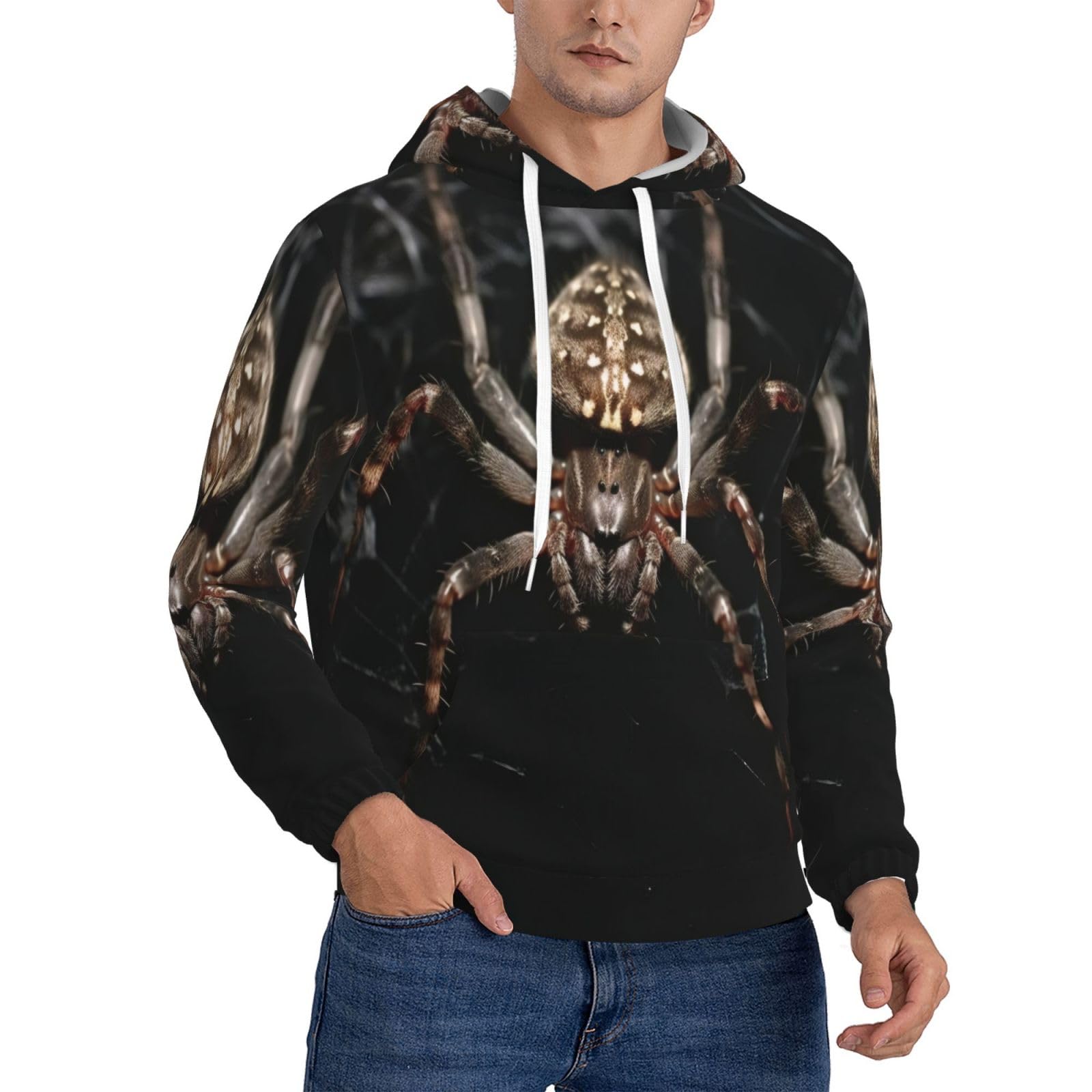 ZHONGSK Men'S Hoodie - Scary Spider - Men Funny 3d Print Graphic Sweatshirt Hooded Pullover Soft And Comfortable Adult Long Sleeve Sweatshirts With Kangaroo Pocket