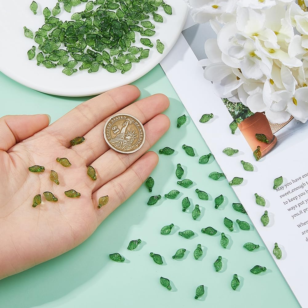 DICOSMETIC 300Pcs Acrylic Leaf Charm Leaf Drops Pendant Leaf Earring Charms Transparent Small Tree Leaves Pendants Spring Charms for Bracelets DIY Jewelry Making - Image 3