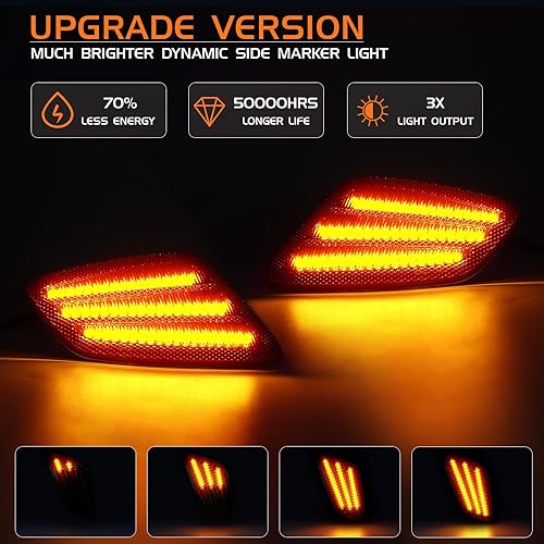 Miniatura 3 de Switchback - Señales de giro LED secuenciales ámbar para parachoques delantero, luz blanca DRL lateral para Jeep Wrangler TJ 1997-2006, 4 luces de