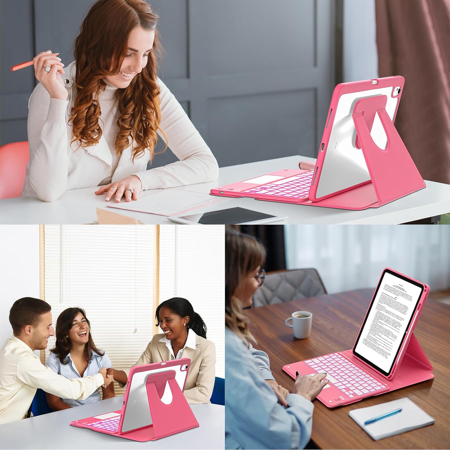 Touchpad for iPad A16 11th/10th Generation Case with Keyboard, 7 Color Backlit 360 Rotation Cover with Pencil Holder,Detachable Keyboard for iPad 11 inch 2025/10th Gen 10.9'' 2022 (Watermelon Red) - Image 8