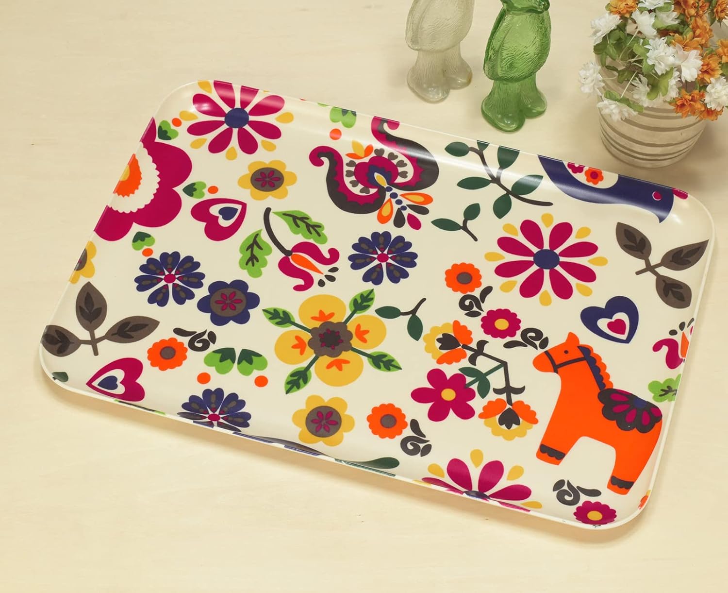 Tatsukraft NR Luncheon Tray, Large, 15.4 inches (39 cm), Web Original Model, Scandinavian Style, Polka, Non-Slip, Microwave-safe, Tray, Oval, Stylish, Plastic, Large, Small, Non-Slip, Square, For Kids