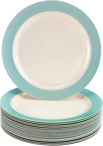 Miniatura 7 de Platos de plástico para baby showers, platos desechables resistentes, aspecto elegante de porcelana fina, colección pastel, rubor (20 unidades,