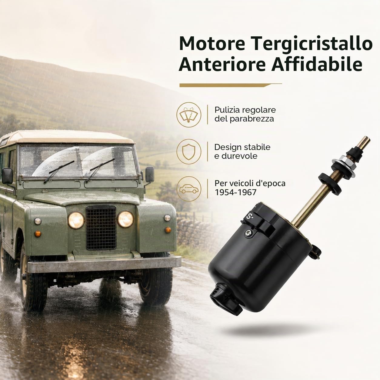 Motorino tergicristallo parabrezza per Land Rover serie uno e due, ricambio tergicristallo anteriore motore lavavetri compatibile con codici RTC3866 e 519900