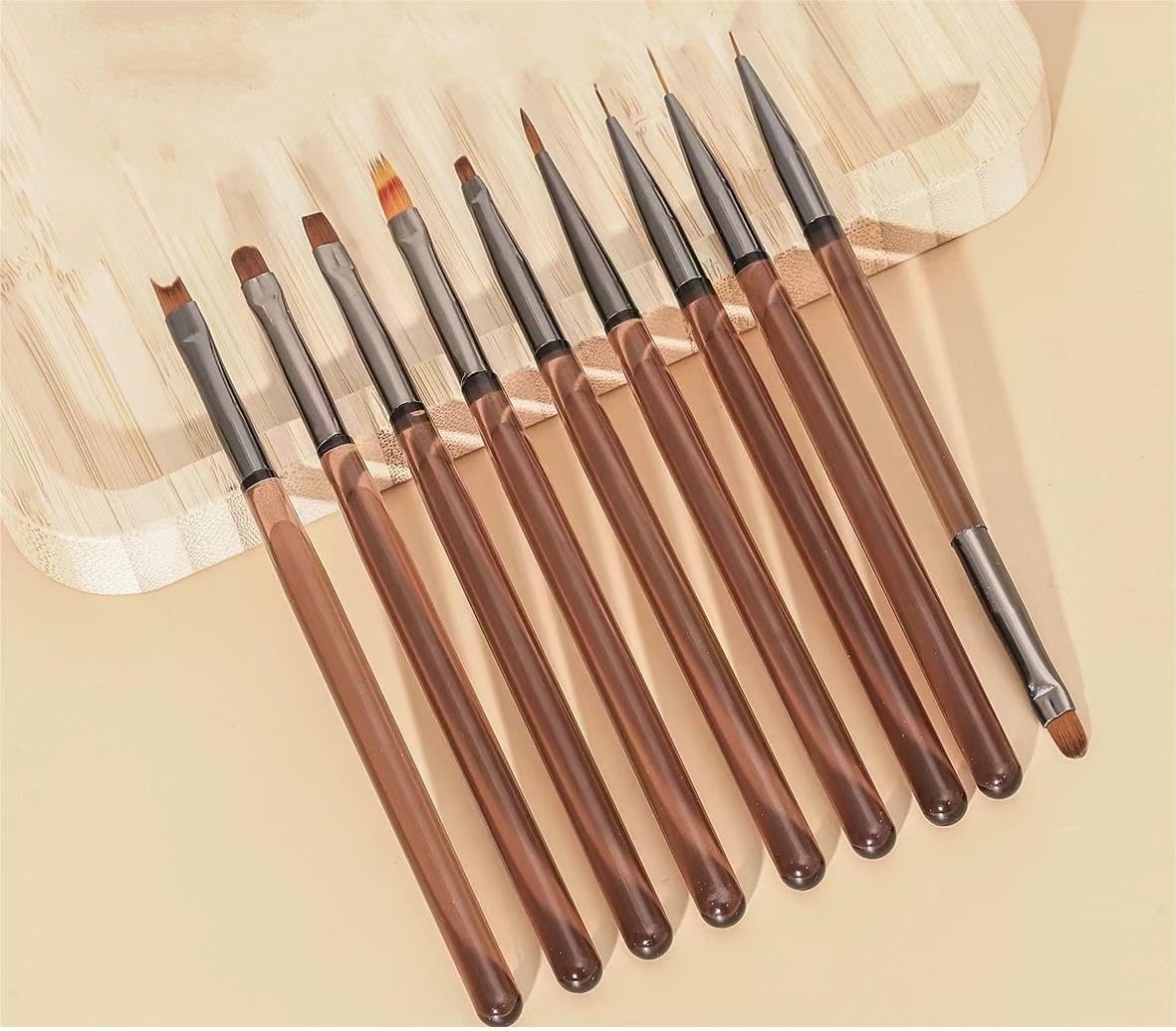 Nail Art penselen Set, 9 stks Nail Design Schilderen Borstels, Professionele Nail Art Design Borstels, Nail Fine Liner Borstels