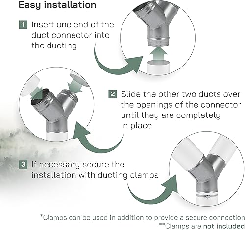Miniatura 5 de Vent Systems Conector de conducto de 5 pulgadas, adaptador de manguera de 3 víasdivisor para manguera, conector de tubería redonda en forma de Y,