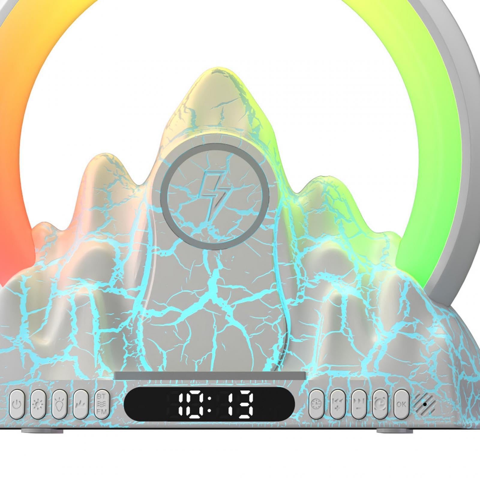 Milageto Reloj Despertador con Altavoz, lámpara de Noche, Reloj Despertador Digital, lámpara LED Inteligente, lámpara de Noche LED, Reloj Despertador, para, Blanco