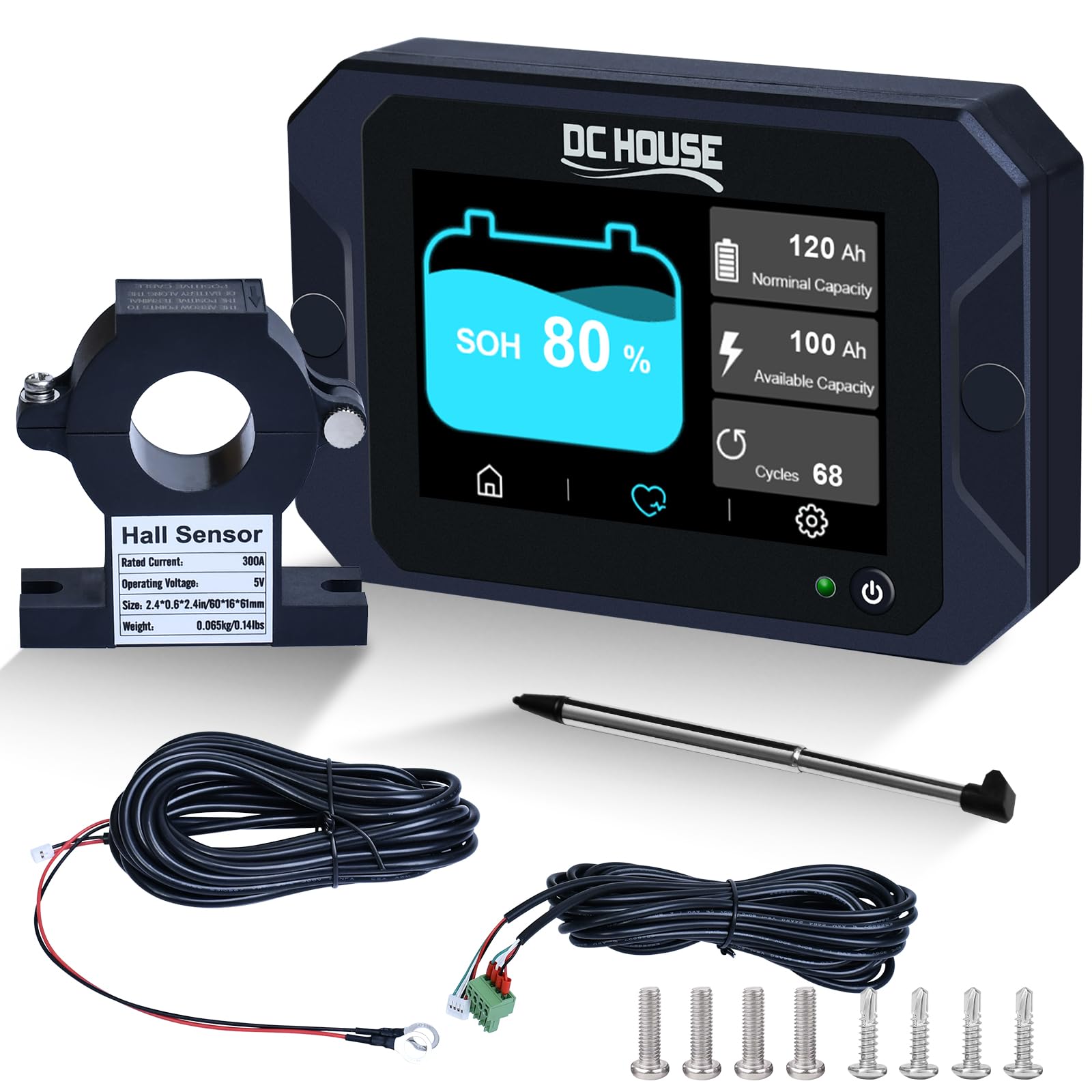 DCHOUSE Monitor di Scarica di Carica 0-90V 300A Tester Capacità Batteria Tensione Corrente Li-ion LiFePO4 AGM Gel