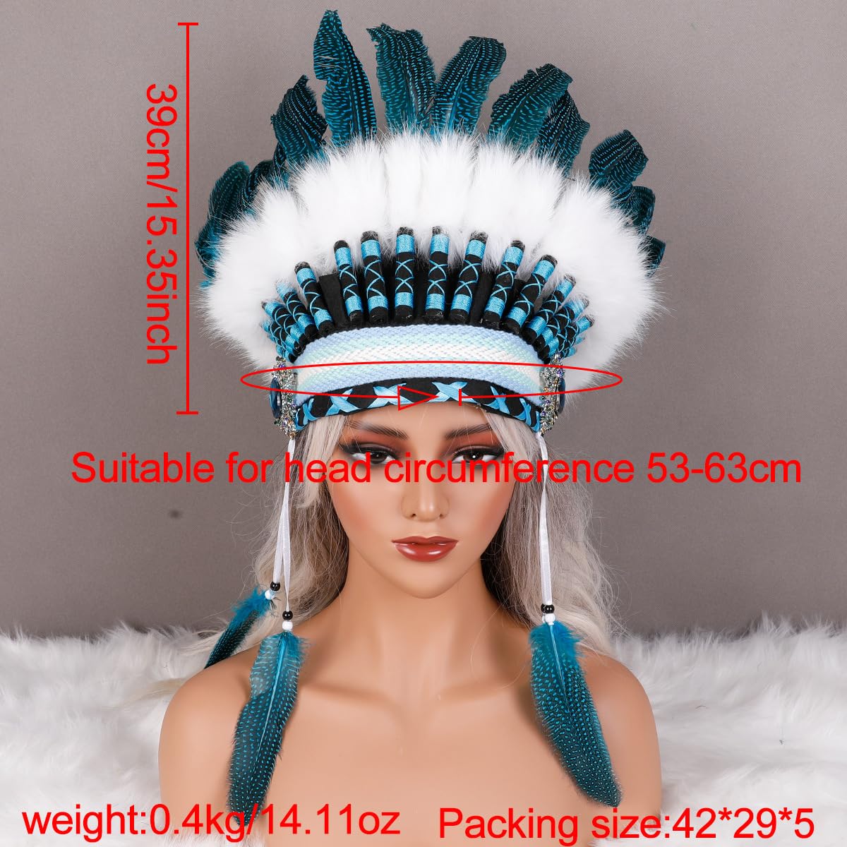 Festival Feather Headdress Headband – Costume Accessory for Halloween, Christmas, Cosplay, Photoshoot, Party