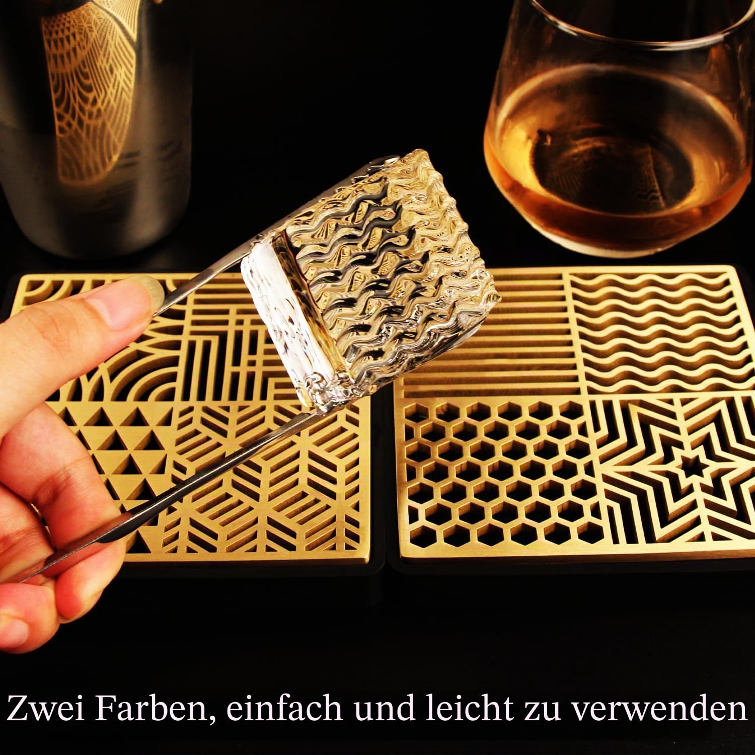 Eiswürfelform für Cocktails und Whiskey, Messing-Eiswürfel-Imprinter für klare Eiswürfel, Eispresse, moderne Eisformen, Stempel, B-Stil