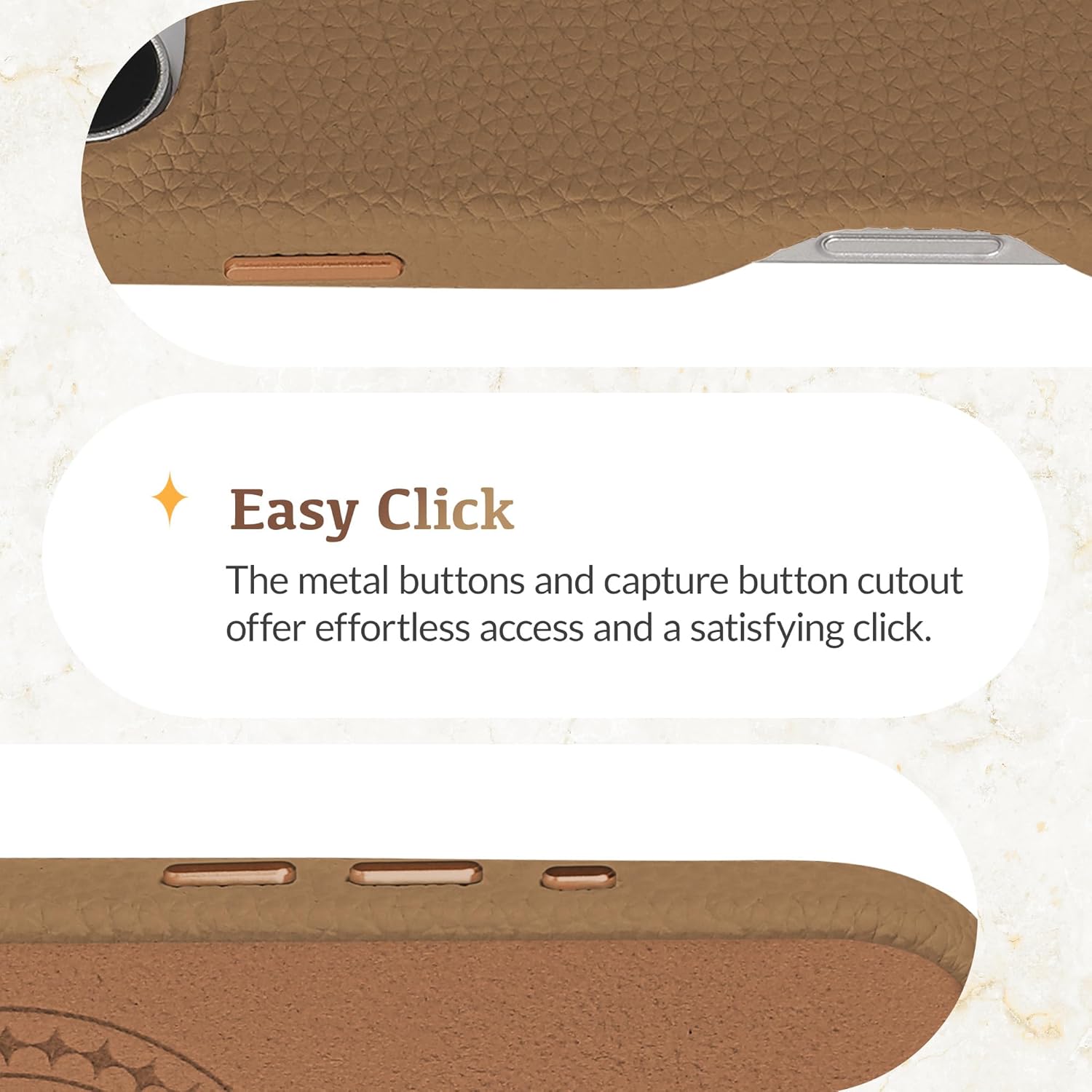 Luner - for iPhone 17 Pro - Premium Vegan Leather Phone Case [Compatible with Magsafe] - Elegant, Style and Eco-Friendly - Light Brown