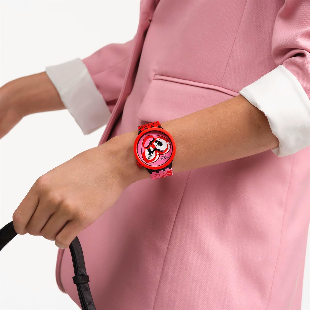 Swatch Big Bold Biosourced Unisex Watch Casual Plastic Red Automatic Waterproof Hattie'S Heart