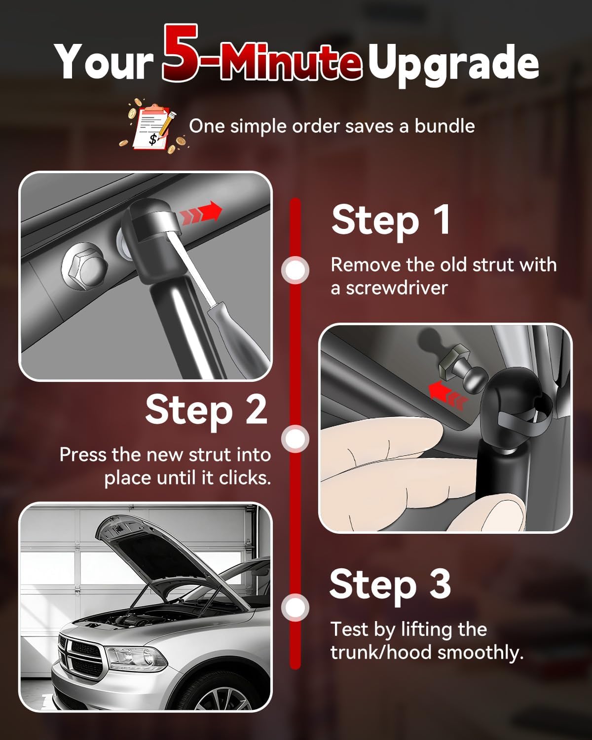 IAQWE Hood Struts for Nissan Murano 2015-2022, SG325034 Front Bonnet Lift Support Gas Spring Shocks Compatible with S, SV, SL, Platinum, Advance, Exclusive, Midnight Edition Engine Cover, 2 Pcs