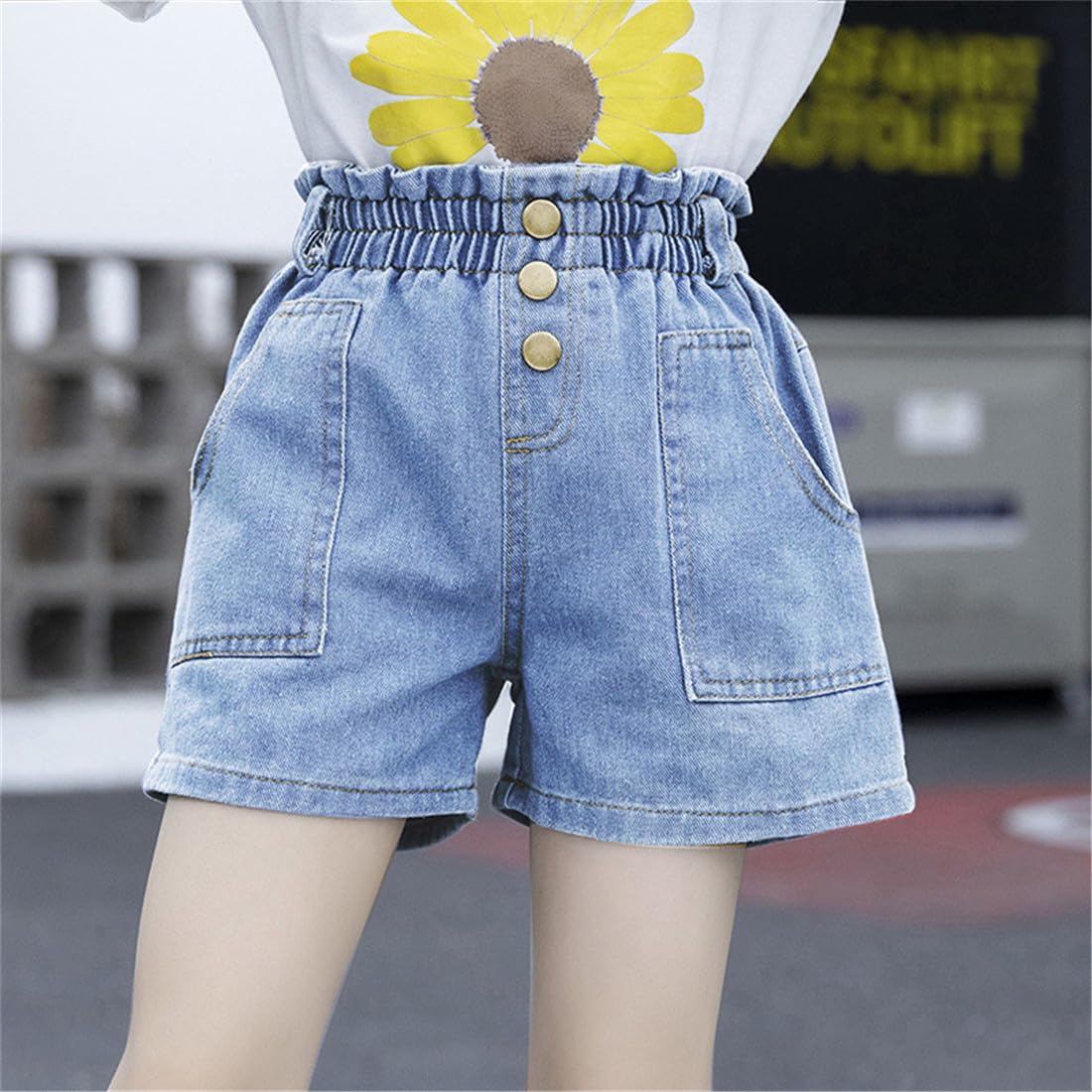 SZJIAHTM 3Pack Kinder Mädchen Sommer Emboridery Flower Denim Shorts Jeans Kurze Hosen Sommerhose