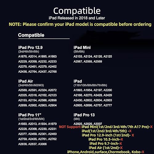 Miniatura 32 de Lápiz óptico para iPad 2018-2025 con rechazo de palma, Apple Pencil para Pad11ª/10ª/9ª/8ª/7ª/6ª generación, iPad Pro 11/12.9 pulgadas, nuevo iPad