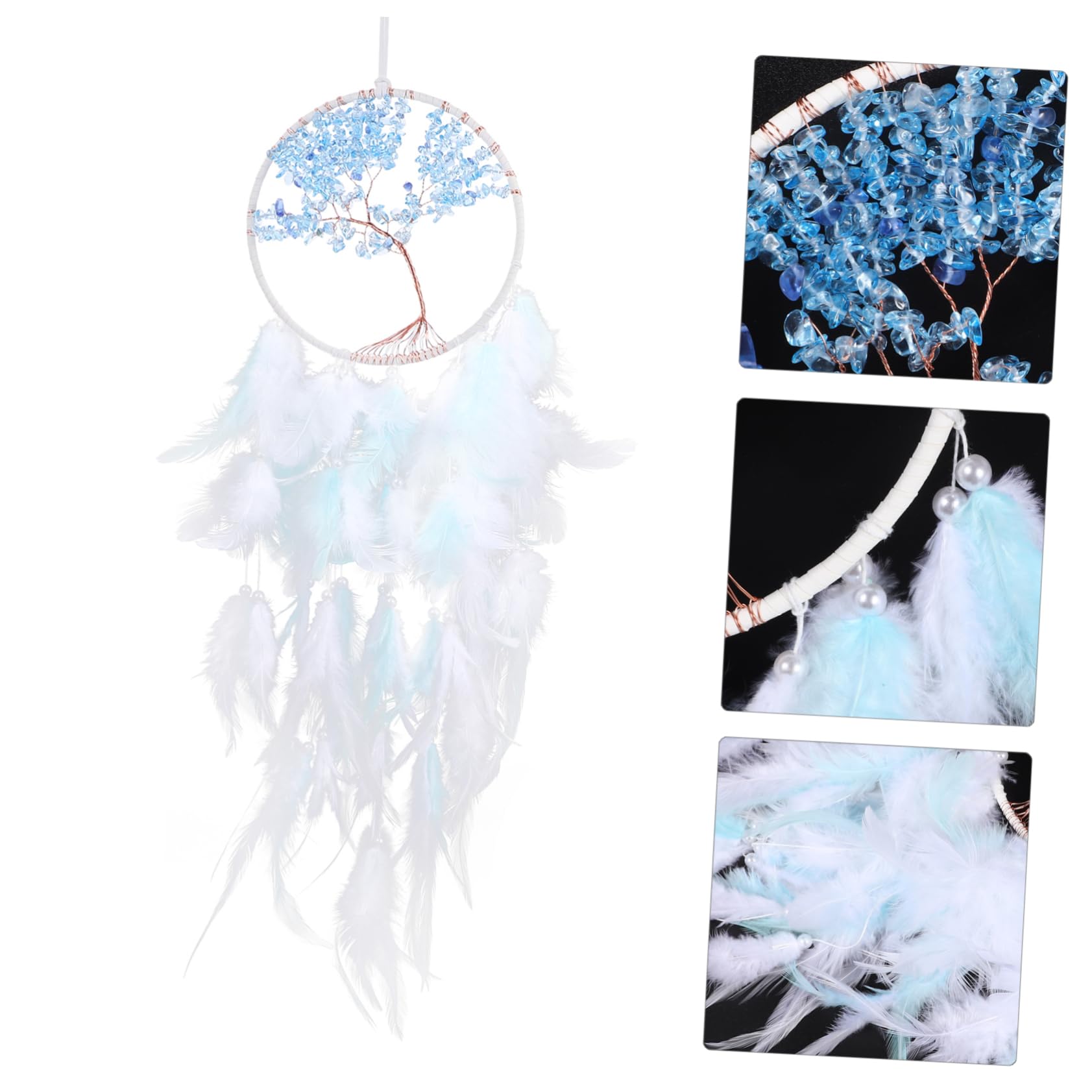 Cabilock 2 Piezas Atrapa Sueños Colgante de con y Cristales Decoración Artesanal para Ventanas y Paredes para Dormitorios y
