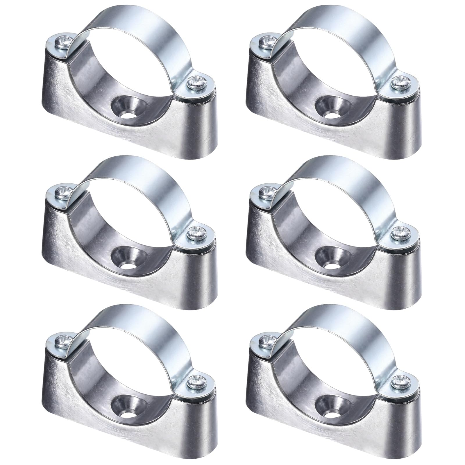 sourcing map 6Pack Pipe Support Pipe Bracket Clamp, 38mm Pipe Wall Mount Ceiling Mount Rigid Straps Carbon Steel Bracket Holder for Metal Tube