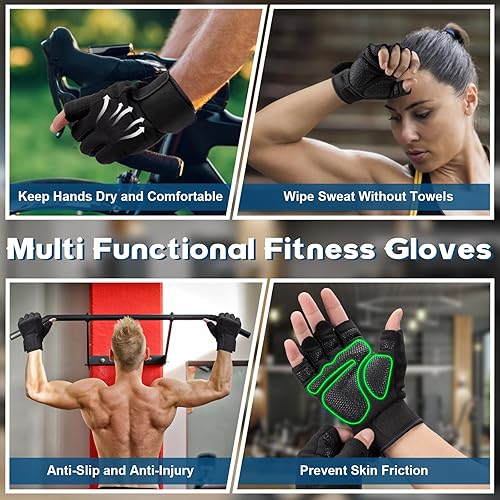 Miniatura 5 de Guantes de entrenamiento para hombres y mujeres, guantes de ejercicio transpirables y cómodos con soporte de muñeca para levantamiento de pesas,