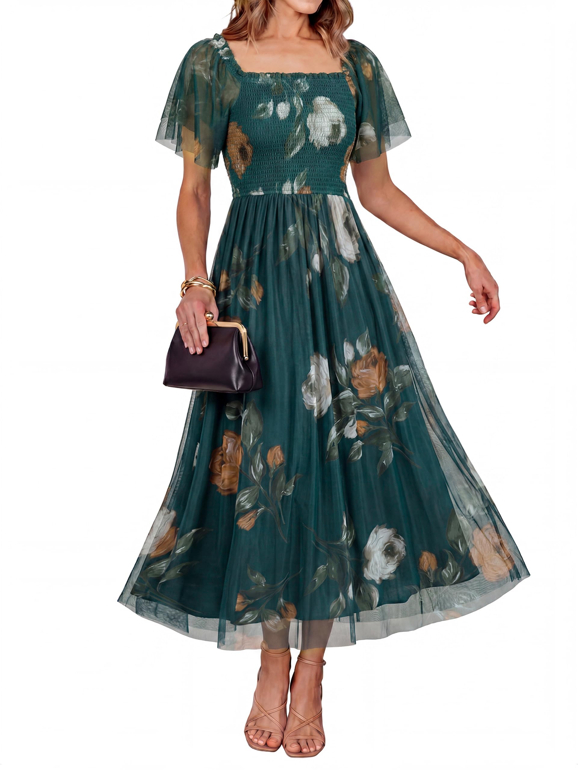 Womens Floral Maxi Dresses 2026 Summer Boho Wedding Guest Dress