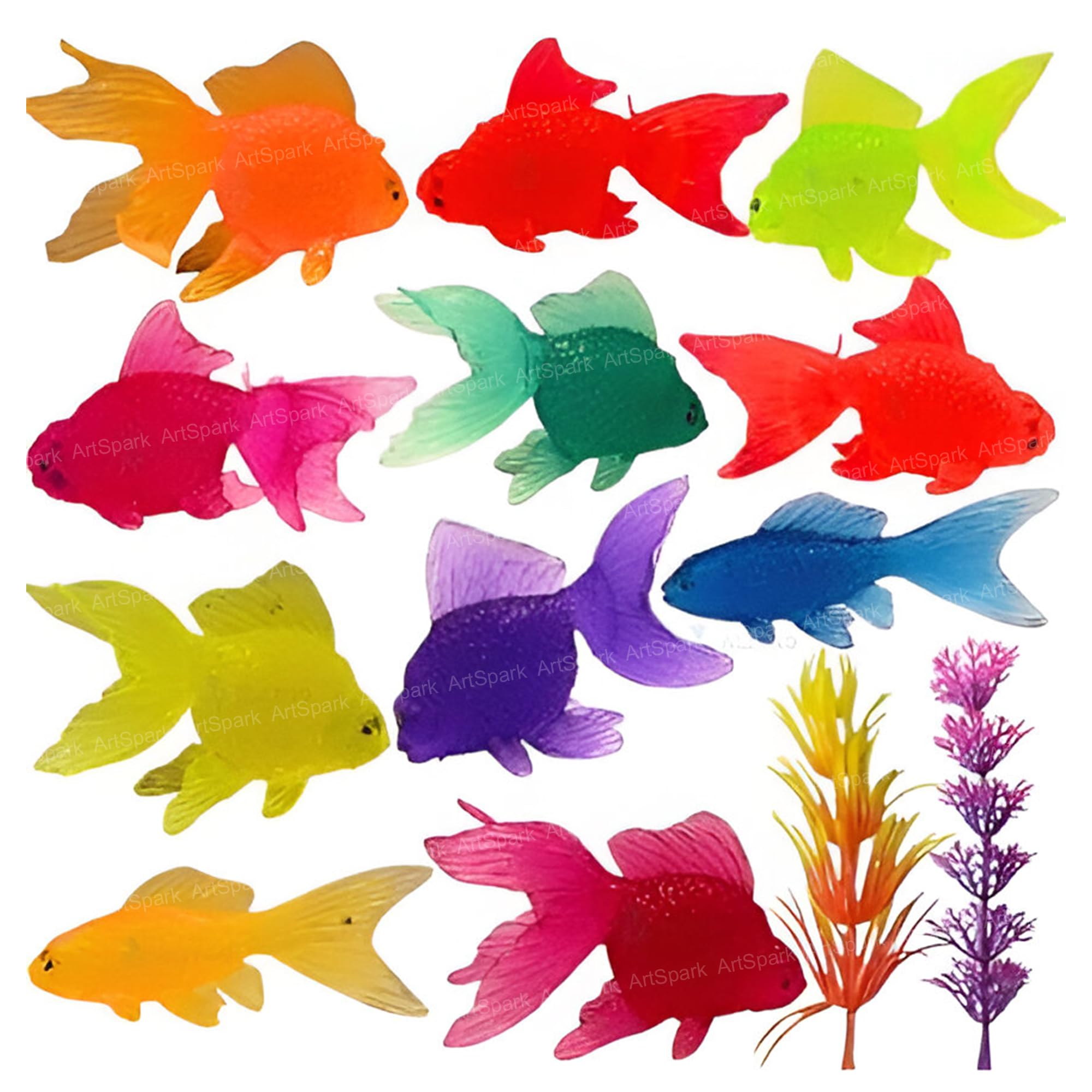ArtSpark Aquatic Fish Toys for Kids – Pack of 12 Colorful Sea Animal Figures, Ocean Marine Creatures Playset for Boys & Girls, Bath Toys, Aquarium Decor, Educational Toy for 3+ Years-image-28