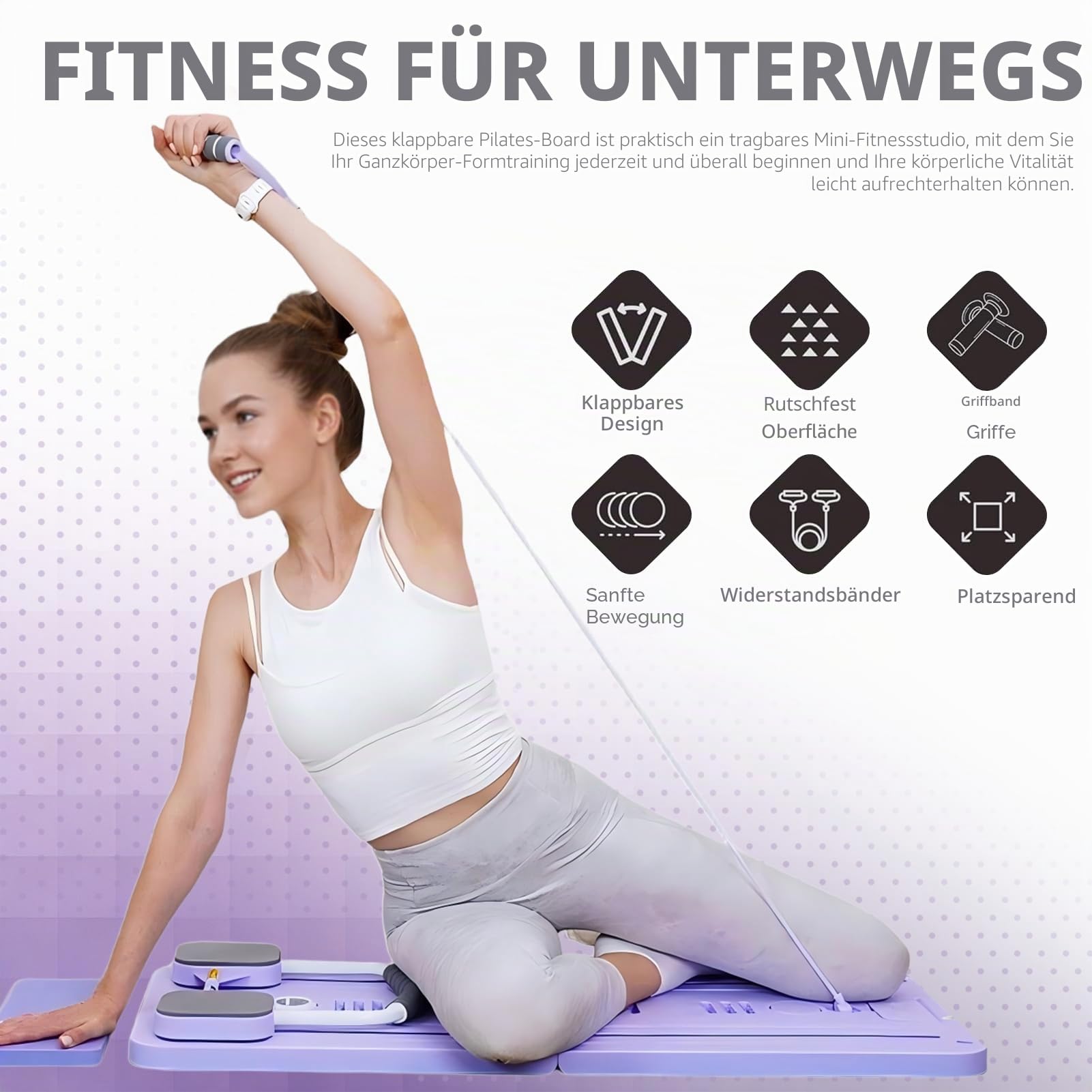 Pilates Reformer Board, Reformer Pilates Board Set, Mini Für Zuhause Fitness-Trainingsgerät, Multifunktionales Fitness-Set Für Frauen, Ganzkörpertraining Für Zu Hause