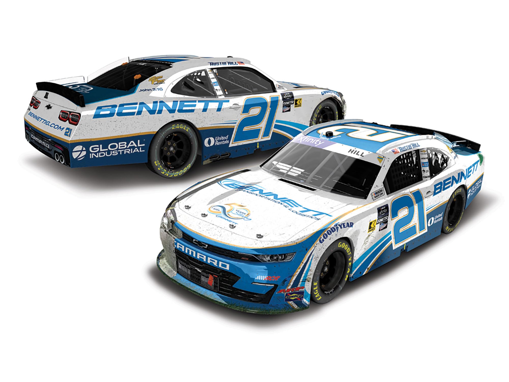 50TH ANNIVERSARY Aqua fresh ミニカー NASCAR Lionel Racing NASCAR Authentics Austin Hill No.21 Bennett 50th