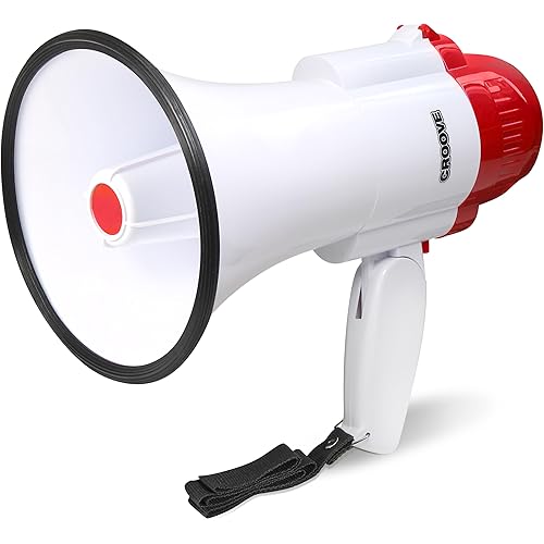 Portable Megaphone Bullhorn Loud Speaker with Siren Music & Volume Control, 30 Watt Lightweight Mini Bull Horn, 800 Yard Voice Range Mega Phone, Cheering Gifts for Adults, Kids Ages 14 15 16+ Year Old