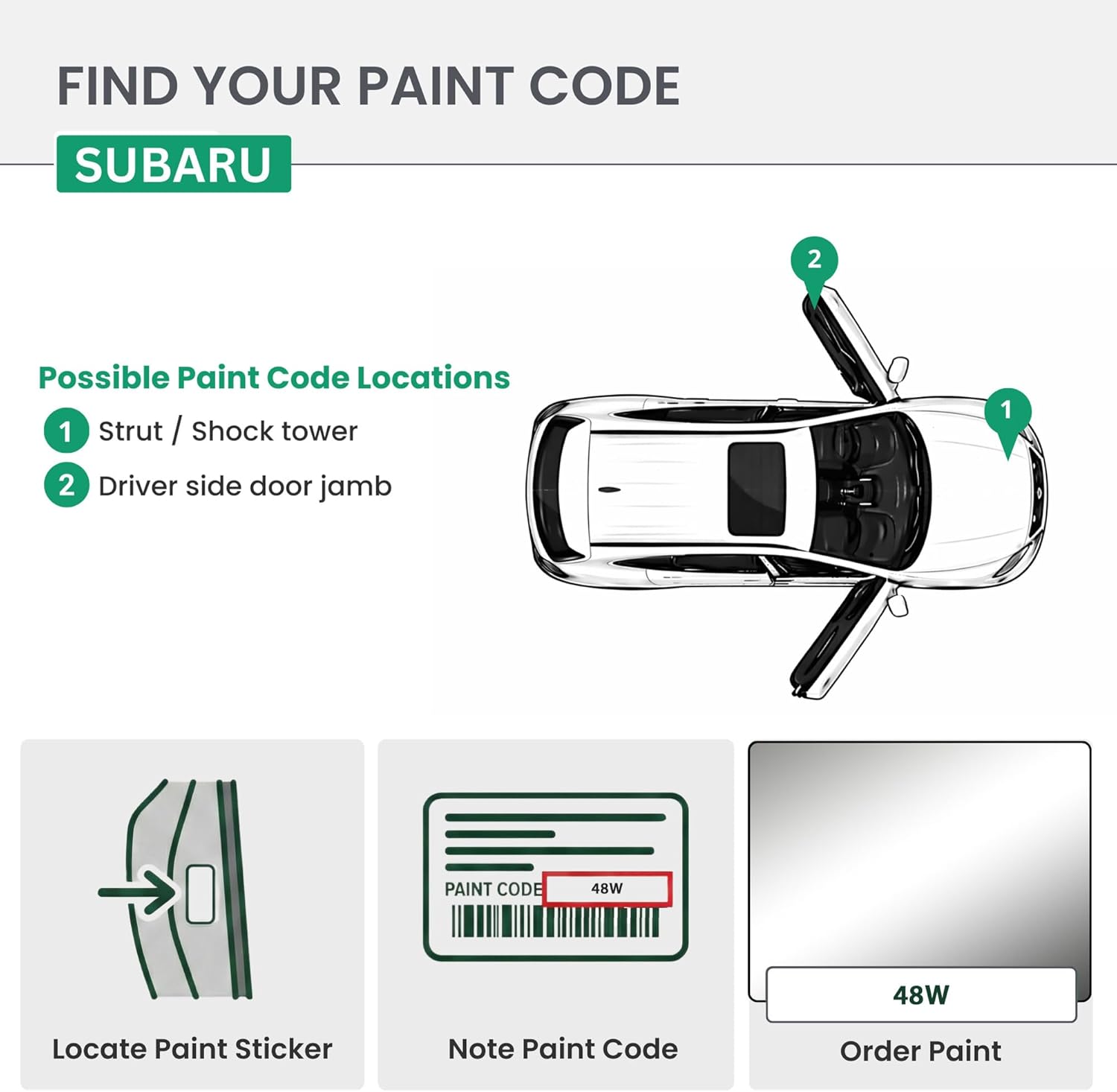 ERA Paints - 48W - Crystal Gray Metallic for SUBARU Exact OEM Color Match Automotive Touch Up Paint for Cars - Scratch & Chip Repair for Metal & Plastic - Essential Kit - Made in USA