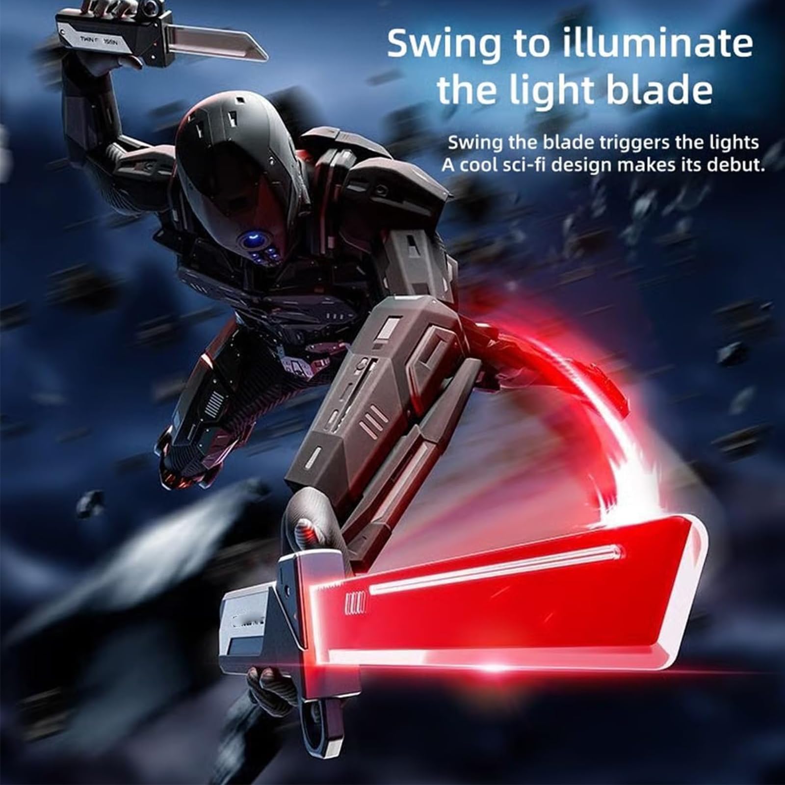 Spada laser retrattile plug-in, sciabole illuminate a LED 2 in 1 con sensore di movimento, spada illuminata a doppia lama, spada con impugnatura girevole reversibile per punta delle dita (1set)