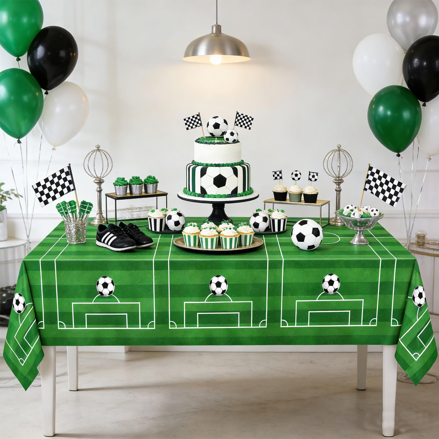 3 PCS Soccer Tablecloths - Soccer Birthday Party Decorations Soccer Table Cloth Soccer Tablecloth Plastic Table Cover for 2026 Soccer Theme Party Decorations, 54 x 108 Inch