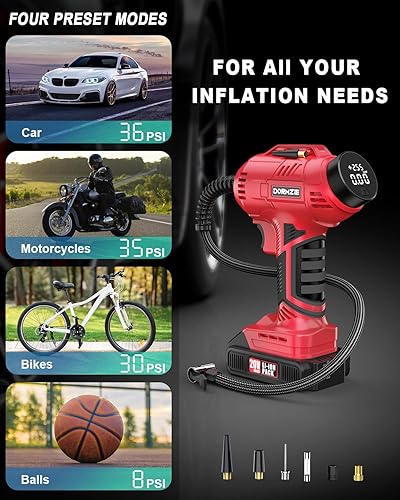 Miniatura 6 de Inflador de neumáticos, compresor de aire portátil, bomba de aire de mano de 150 PSI para neumáticos de automóvil con batería recargable de 20 V,