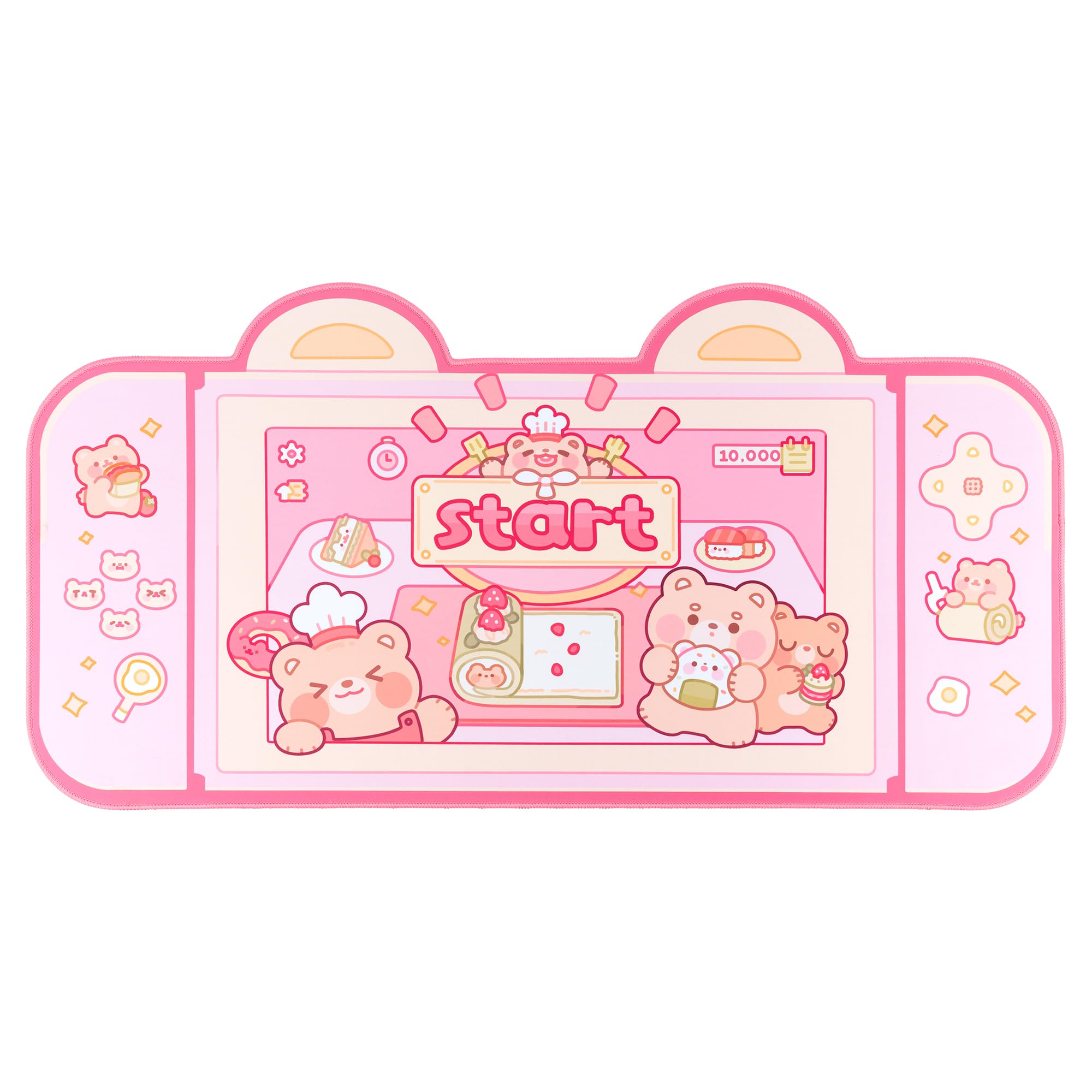 GeekShare Cute Mouse Pad Non-Slip Rubber Base Large Gaming Mouse Pad Big Waterproof Desk Mat for Keyboard and Mouse,Perfect for Gaming,or Home Office Work（30.9×15.66×0.11 inch,Bear Cake House）