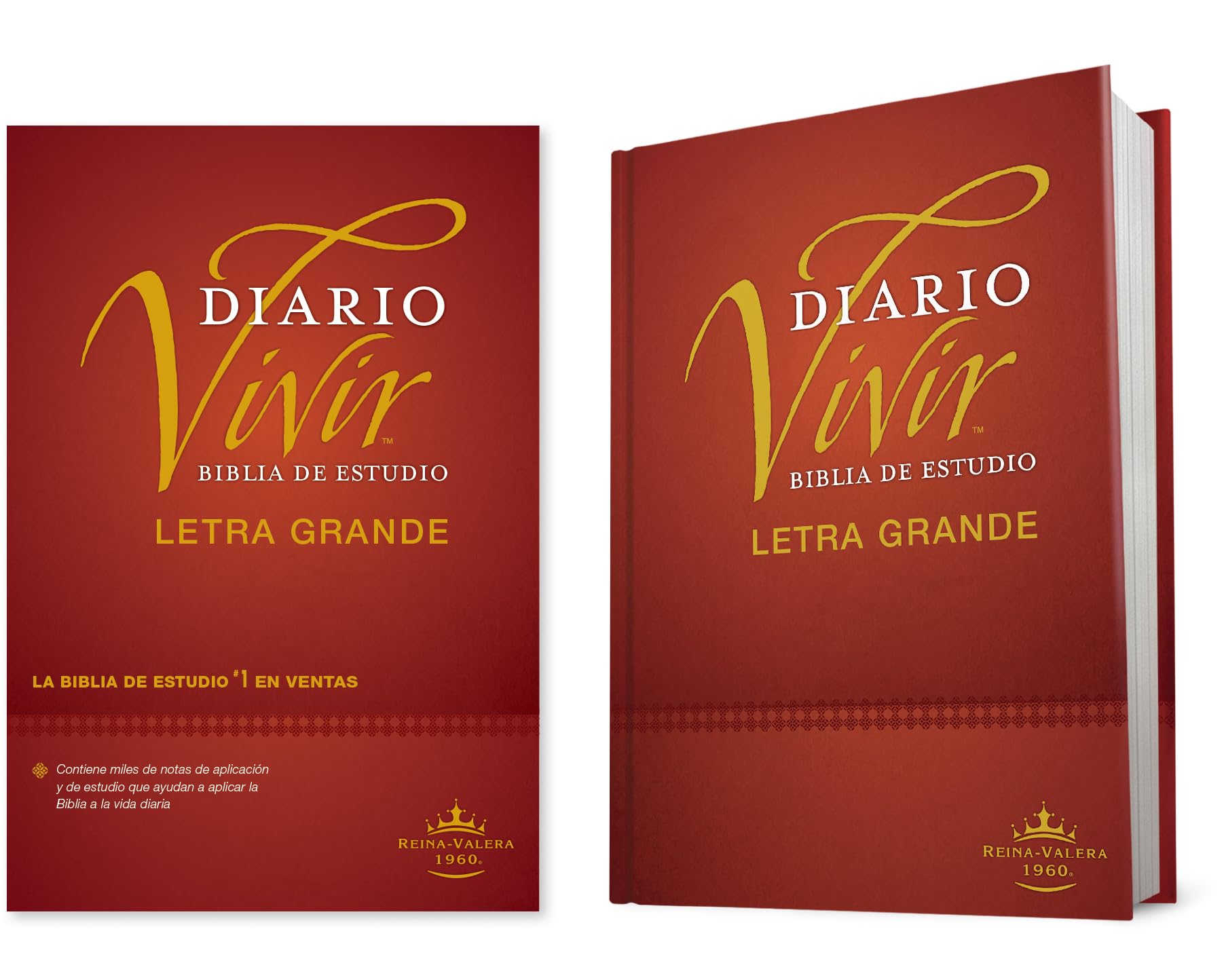 Tyndale House Publishers, Inc. Biblia de Estudio del Diario Vivir Rvr60, Letra Grande (Letra Roja, Tapa Dura)