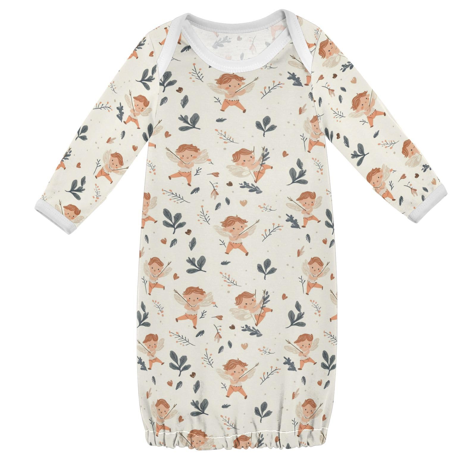 vvfelixl Baby Girl Sleep Gown Cartoon Cupid Arrows Baby Nightgown for 3-6 Months Babys Sleepers Nightdress for Newborn Boy Long Sleeve Infant Bodysuits Multicolor