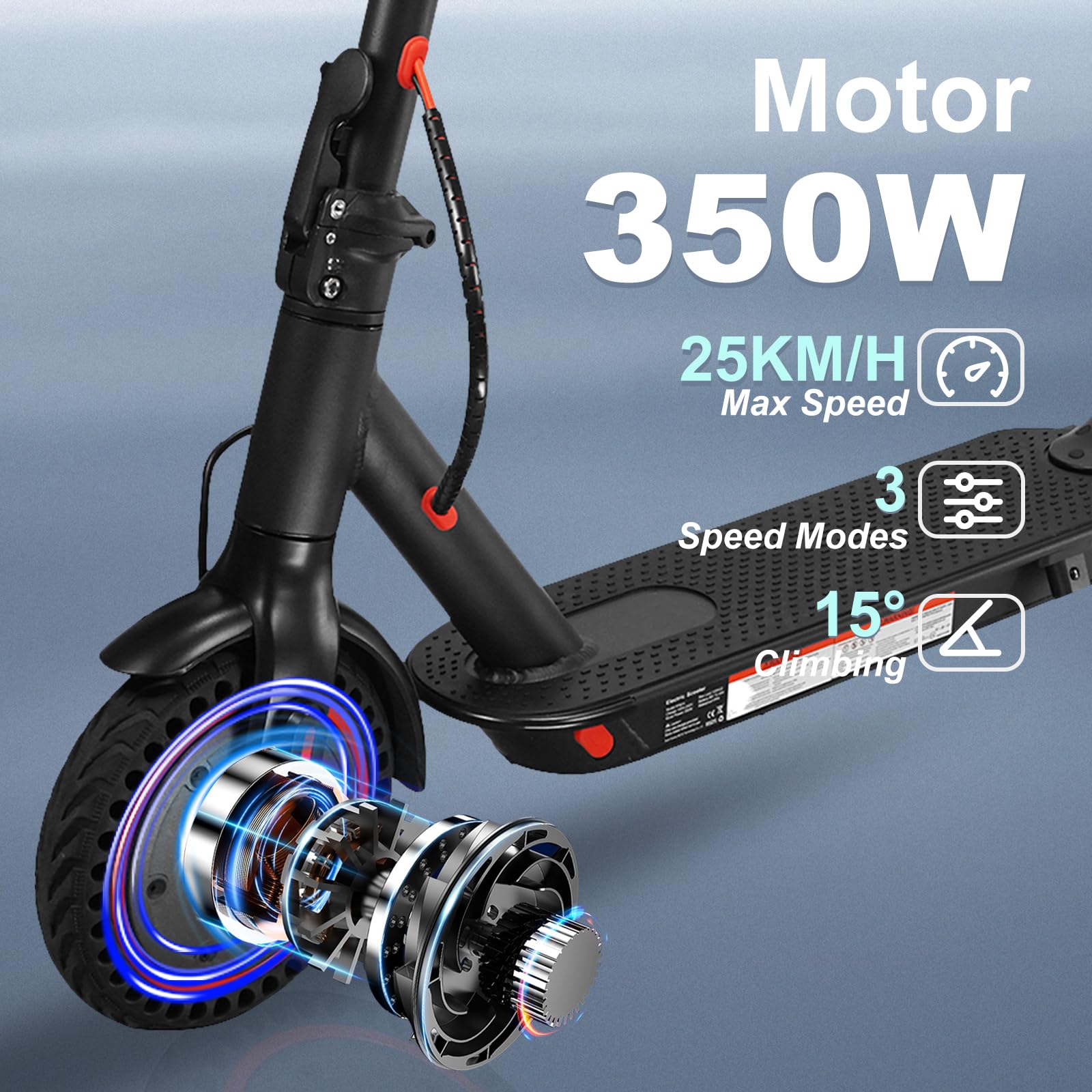 8.5" Monopattino Elettrico Adulto, 350W Pieghevole Monopattino Elettrico Autonomia 30KM, Max 25 KM/H, Freno sistema di frenata scooter elettrico di, Freni Cicalino, Carico Massimo 120KG