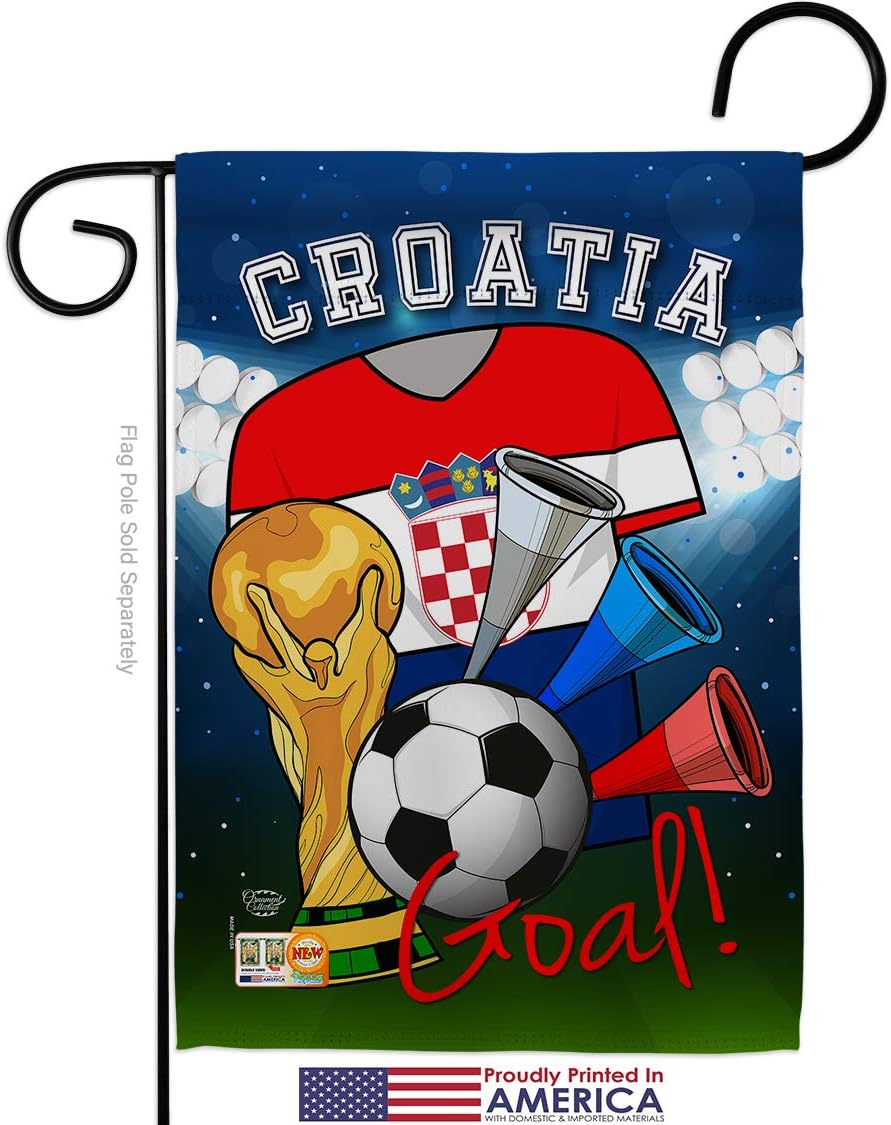 World Cup Croatia Soccer Garden Flag Set Wall Hanger Sports Game Goal Ball Football Entertainment Activity Physical Small Decorative Gift Yard House Banner Made in USA 13 X 18.5