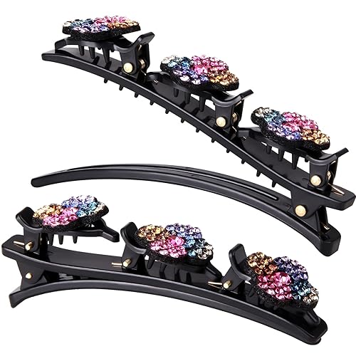 Miniatura 1 de CROWN GUIDE Sparking - Pinzas de cabello trenzadas con piedra de cristal para mujer, cabello rizado, grueso, fino, pinzas para el cabello con