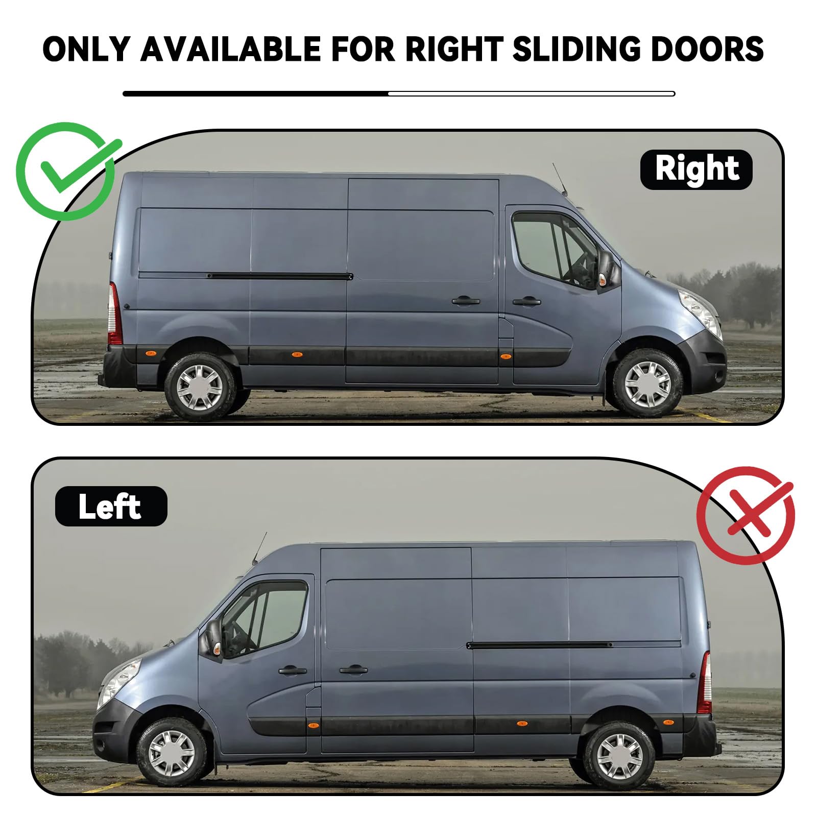 Rodillos de Puerta Lateral Derecha repuesto para Renault Master/Nissan Interstar 1997-2010, Juego de Ruedas Puerta Lateral compatible con Opel Movano 1997-2010-Guía de Rodillos para Puerta Cor