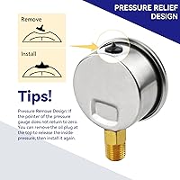 Vista 4 de HFS (R) -30inHg-0-150psi Manómetro de vacío relleno de líquido de glicerina, tamaño de dial de 2.5", montaje inferior NPT de 1/4", caja de acero