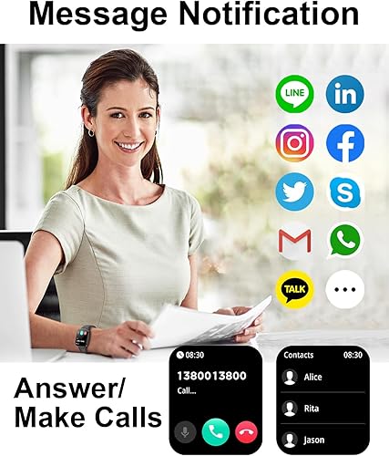 Vista 2 de Smart Watch(Answer/Make Calls), 2.01”Smart Watches for Women Men 120+ Sports Modes Fitness Tracker with Blood Pressure/Heart Rate/Sleep Monitor