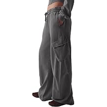 Womens Baggy Cargo Sweatpants High Waisted Wide Leg Joggers Lounge Streetwear Pants with Pockets