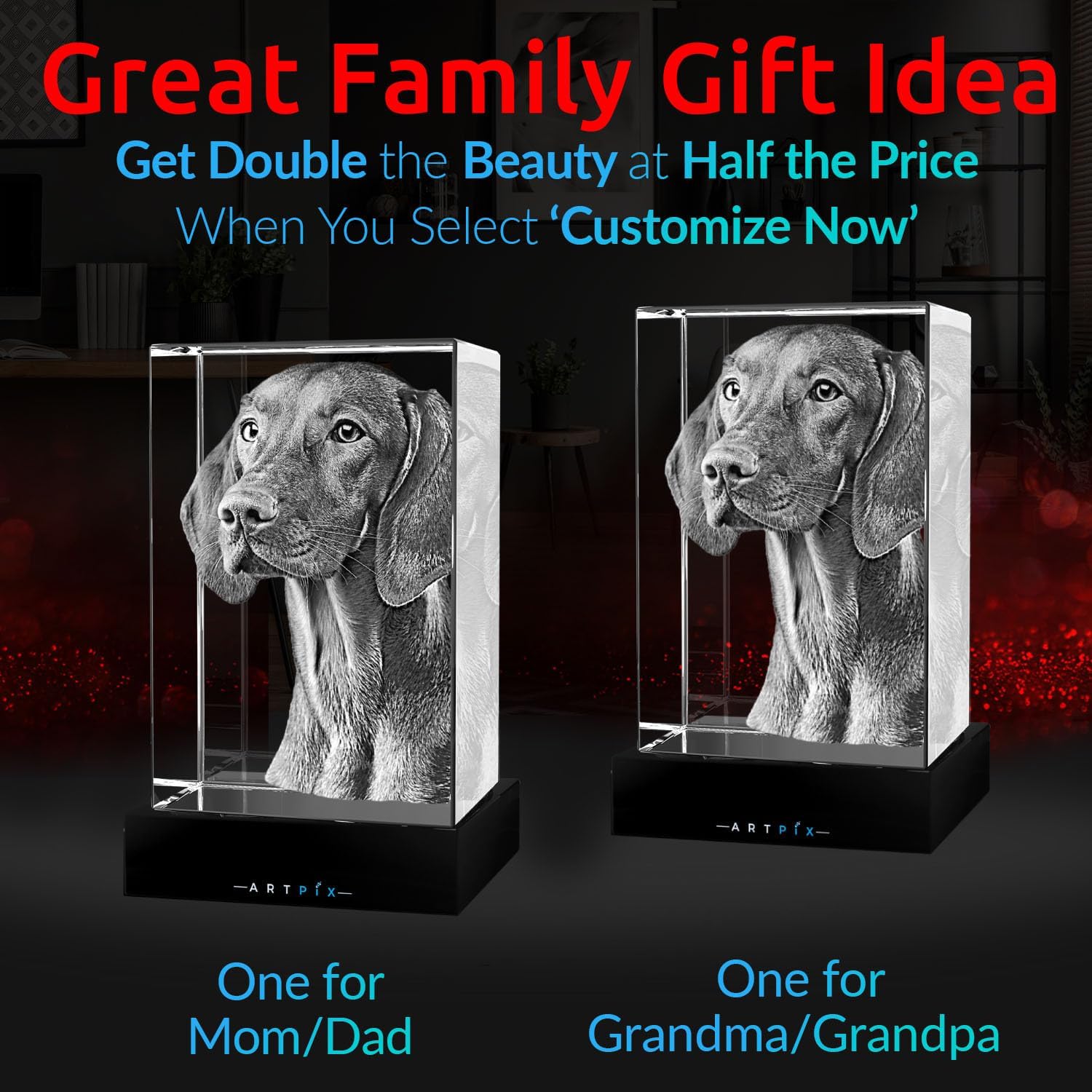 ArtPix 3D Crystal Photo, Customized Dog Memorial Gifts with Your Own Photo for Dog Lovers, Pet Owners, 3D Laser Etched Picture, Engraved Crystal in Memory of Dog, Personalized Gifts - Image 2