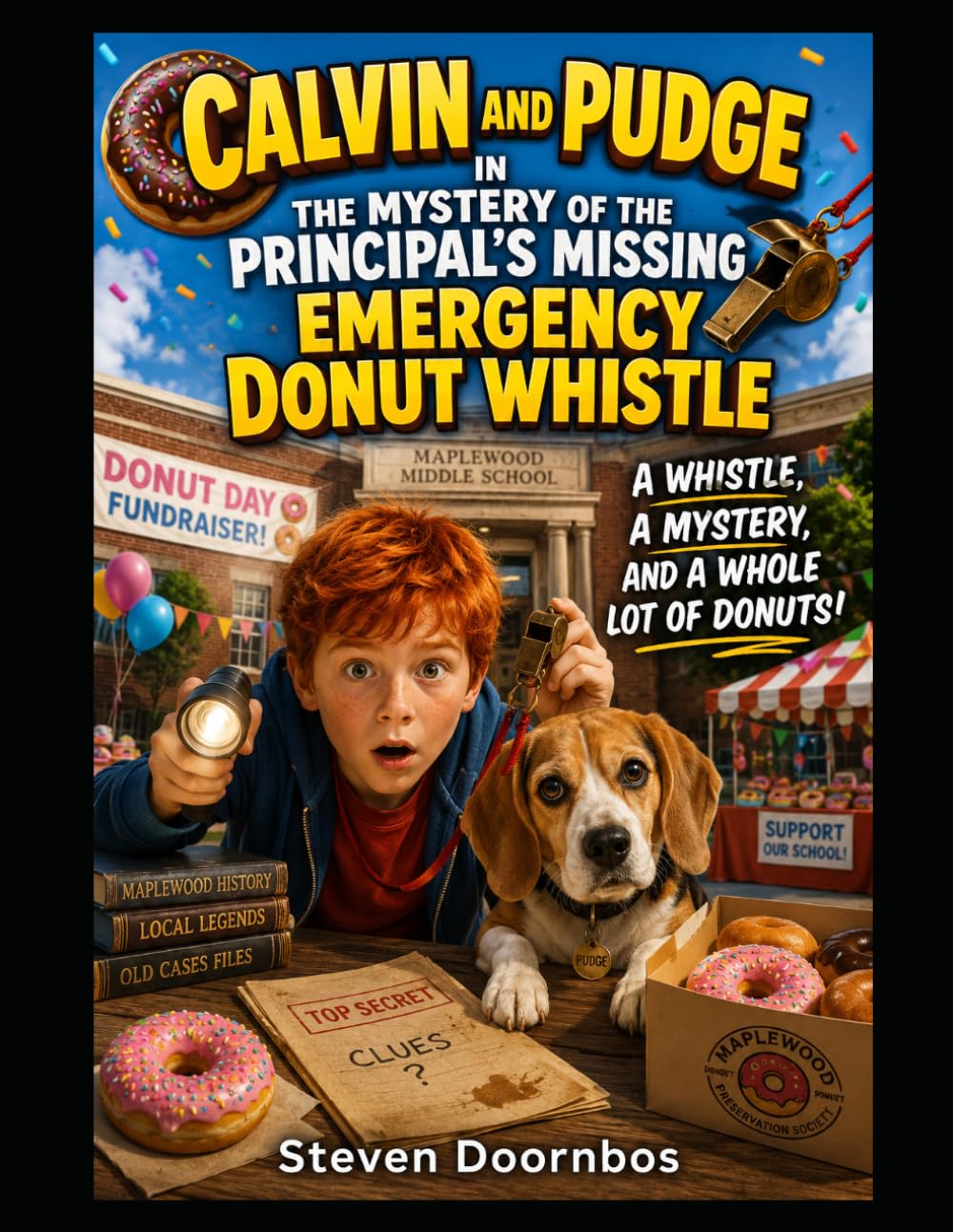 Calvin and Pudge in The Mystery Of The Principal's Missing Emergency Donut Whistle. A read-to-me book for kids of all ages.: A whistle, A mystery and a whole lot of donuts.