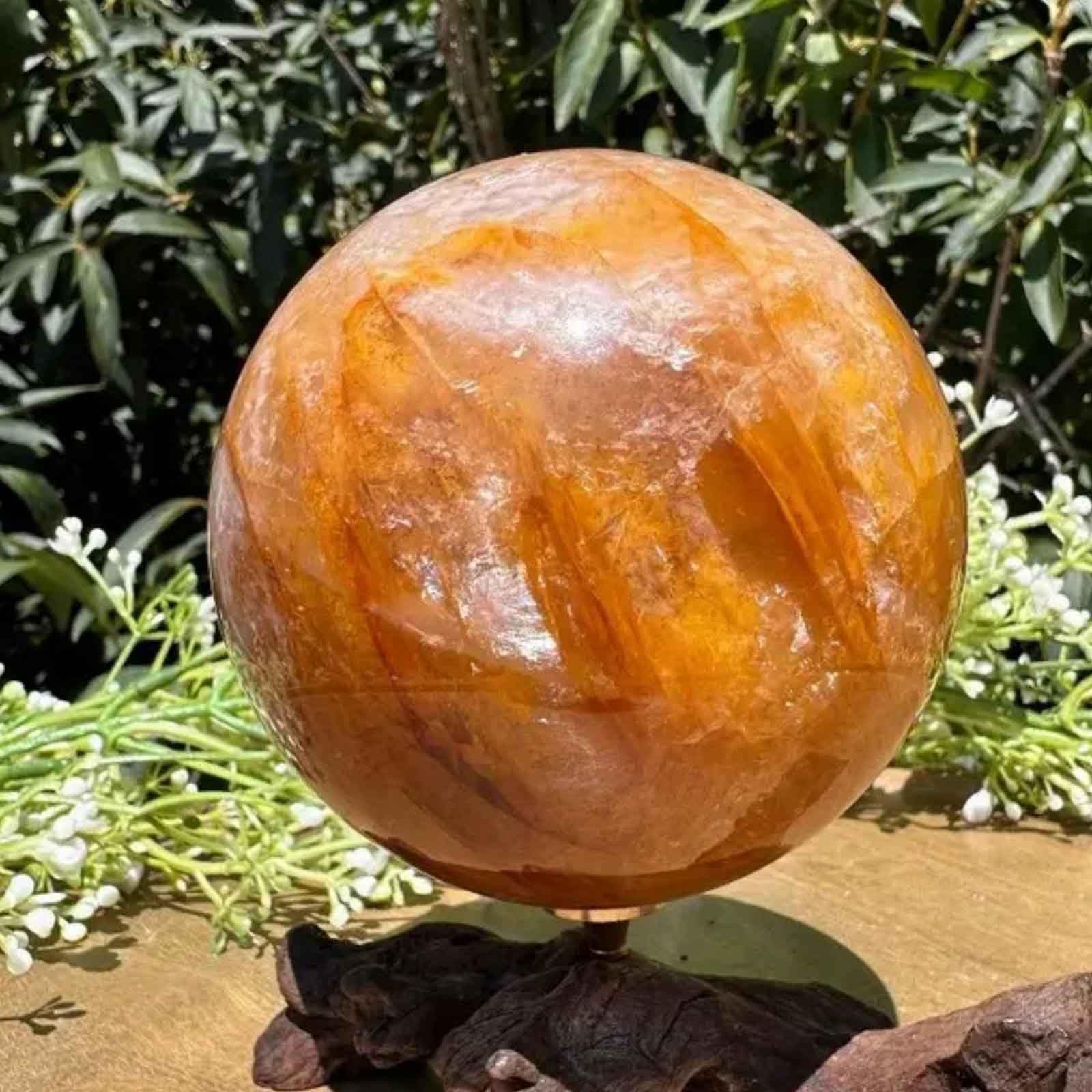 Bola de Cristal de fluorita, Bola de Cristal Cuarzo Fantasma Amarillo Natural, Piedra Riqueza Feng Shui, energía curativa, decoración del hogar y la Oficina(1.97in(5cm))