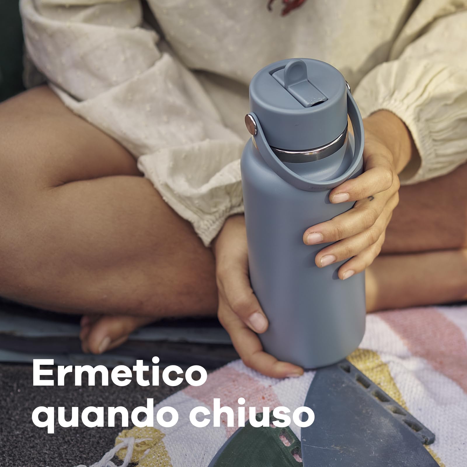 Hydro Flask – Wide Flex Straw Cap 946 ml (32 oz) Bottle – Acciaio Inox, Cannuccia Ermetica, Lavabile in Lavastoviglie – Isolato Freddo 24 Ore – Compatibile con Cubetti di Ghiaccio – Agave