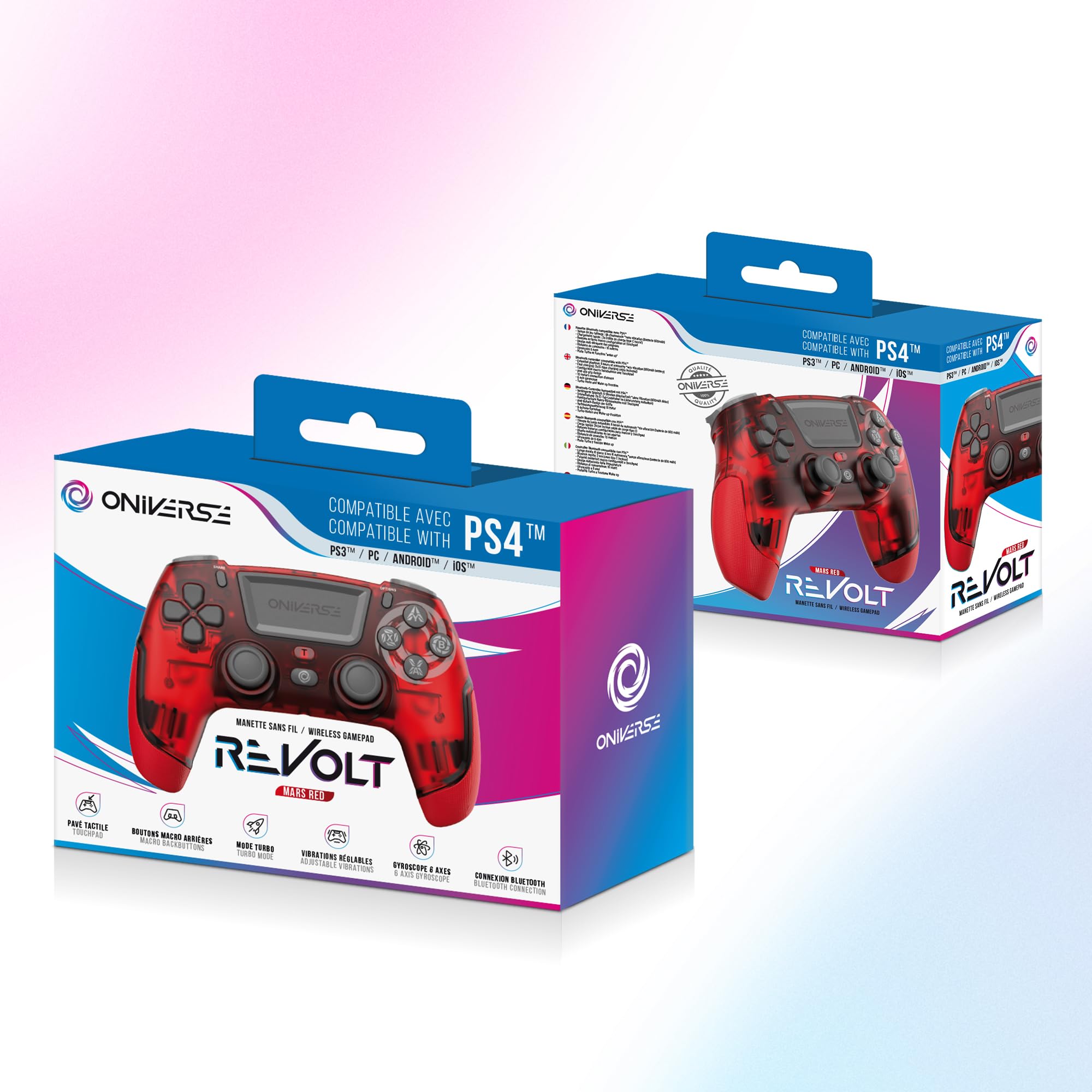 ONIVERSE Manette Sans fil Bluetooth Rouge (PS4 PC Mobile)
