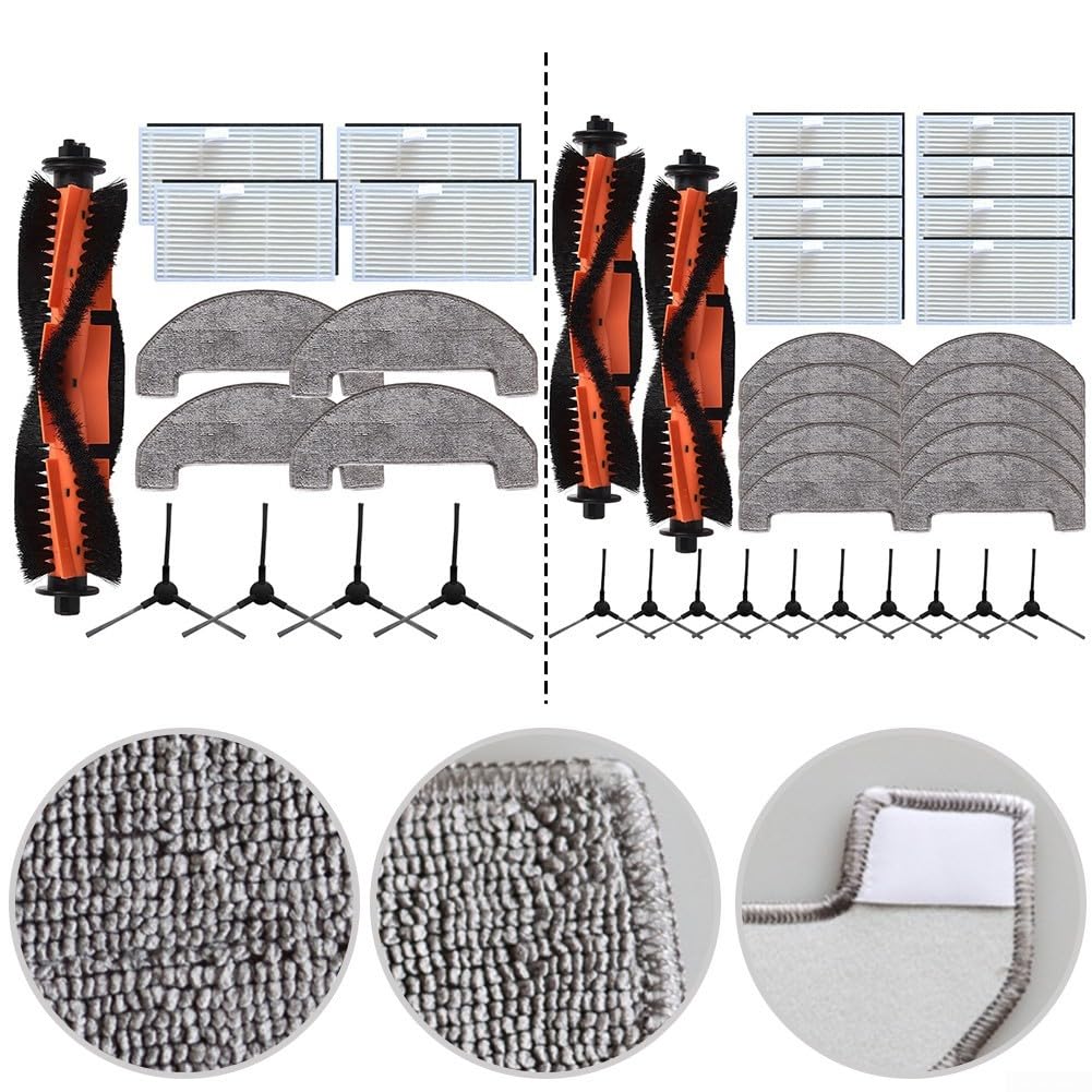 Ersatz-Set für MOVA S800 E20 Serie – Hauptbürste Seitenbürsten HEPA-Filter und Wischtuch kompatibel mit S800 E20 E20 Pro E20 Pro Plus (B)