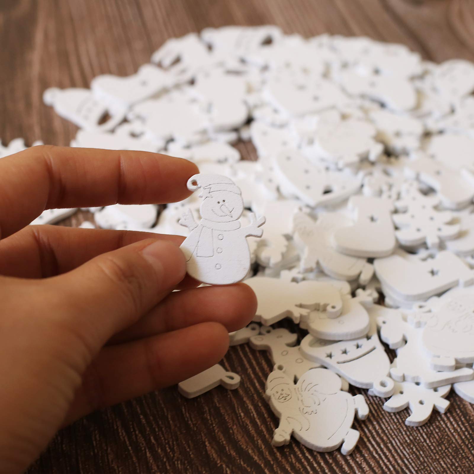 150 Stück Weihnachtsdeko Aus Holz – Mini Schneeflocken-Anhänger, Naturweiß, Zum Basteln, Für Baum & Tischdeko